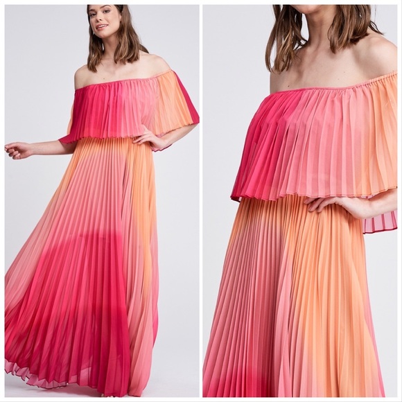 Olivia Tie Dye Pleated Off Shoulder Maxi Dress - Picture 5 of 8